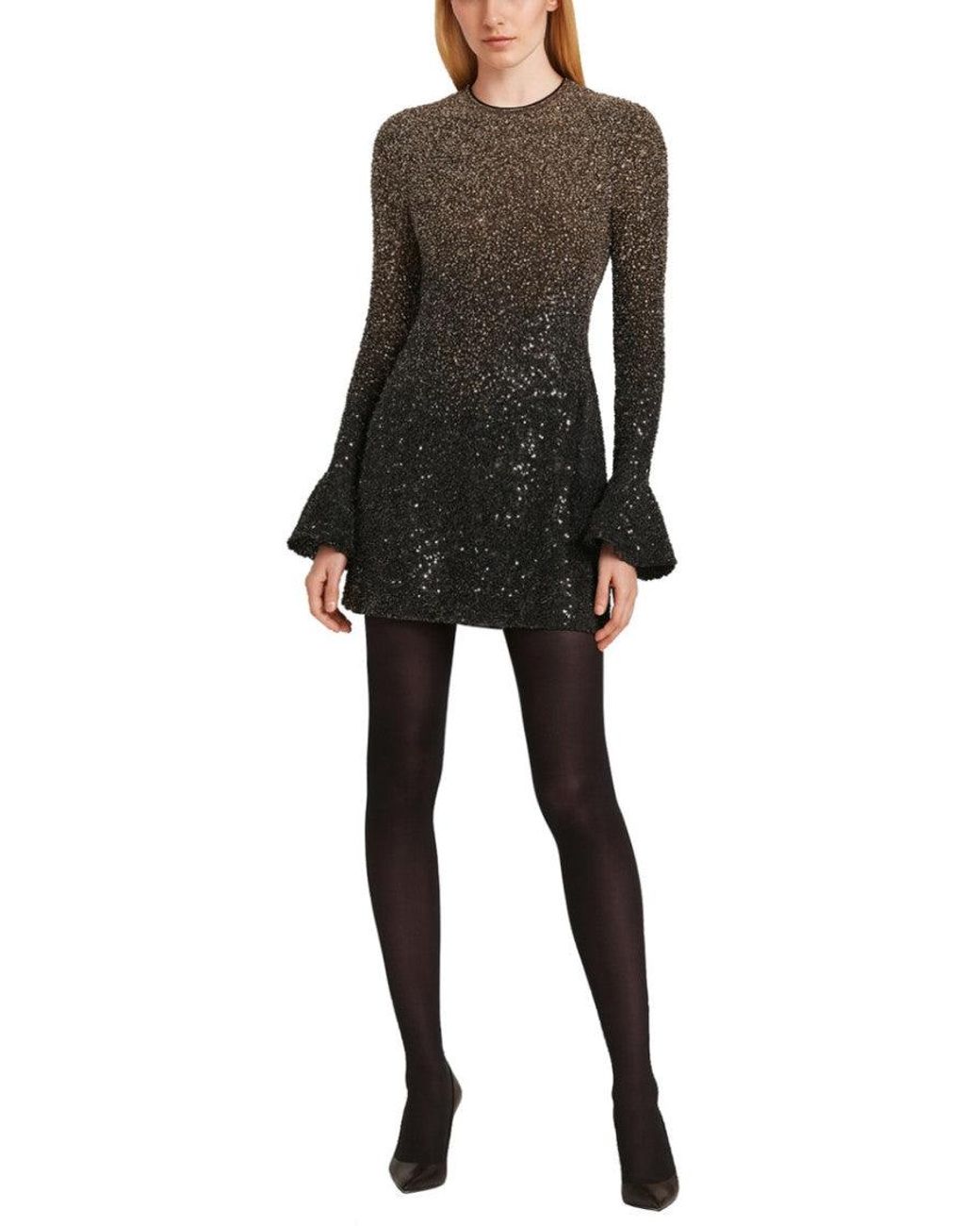 ROTATE BIRGER CHRISTENSEN Black Mini Dress With Sequins Lining: Polyester