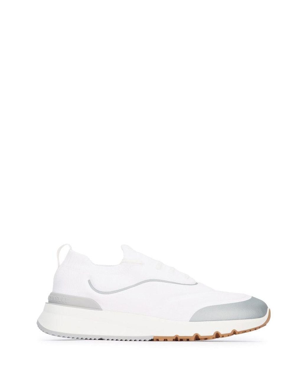 Brunello Cucinelli White Lace Up Sneakers for men