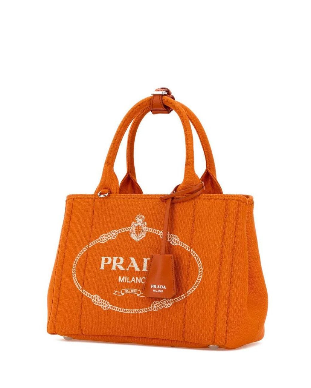 Prada Orange Logo Small Tote