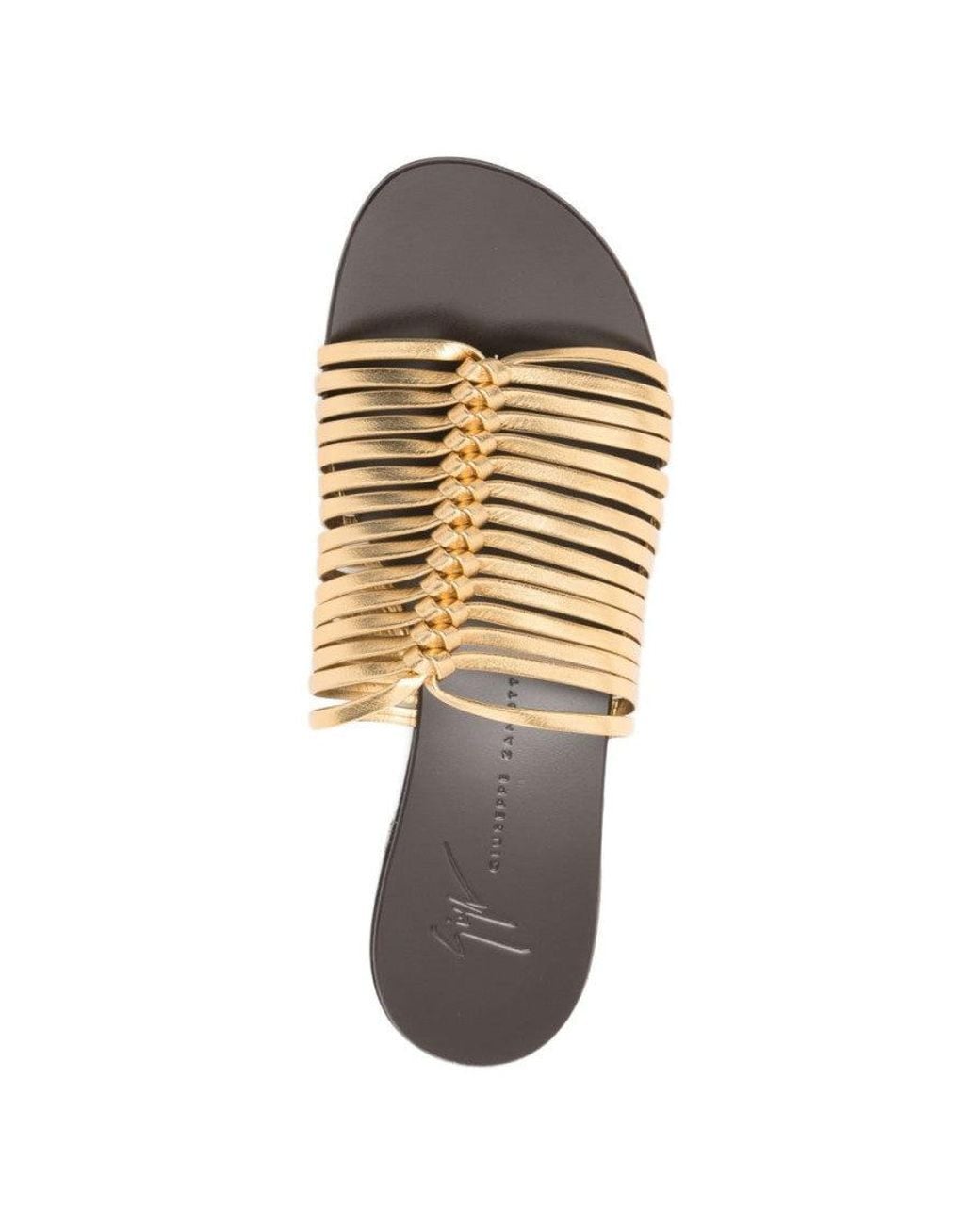 Giuseppe Zanotti White Golden Slip-On Sandals