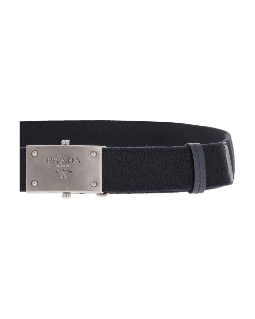 Prada Black Logo Buckle Belt for men