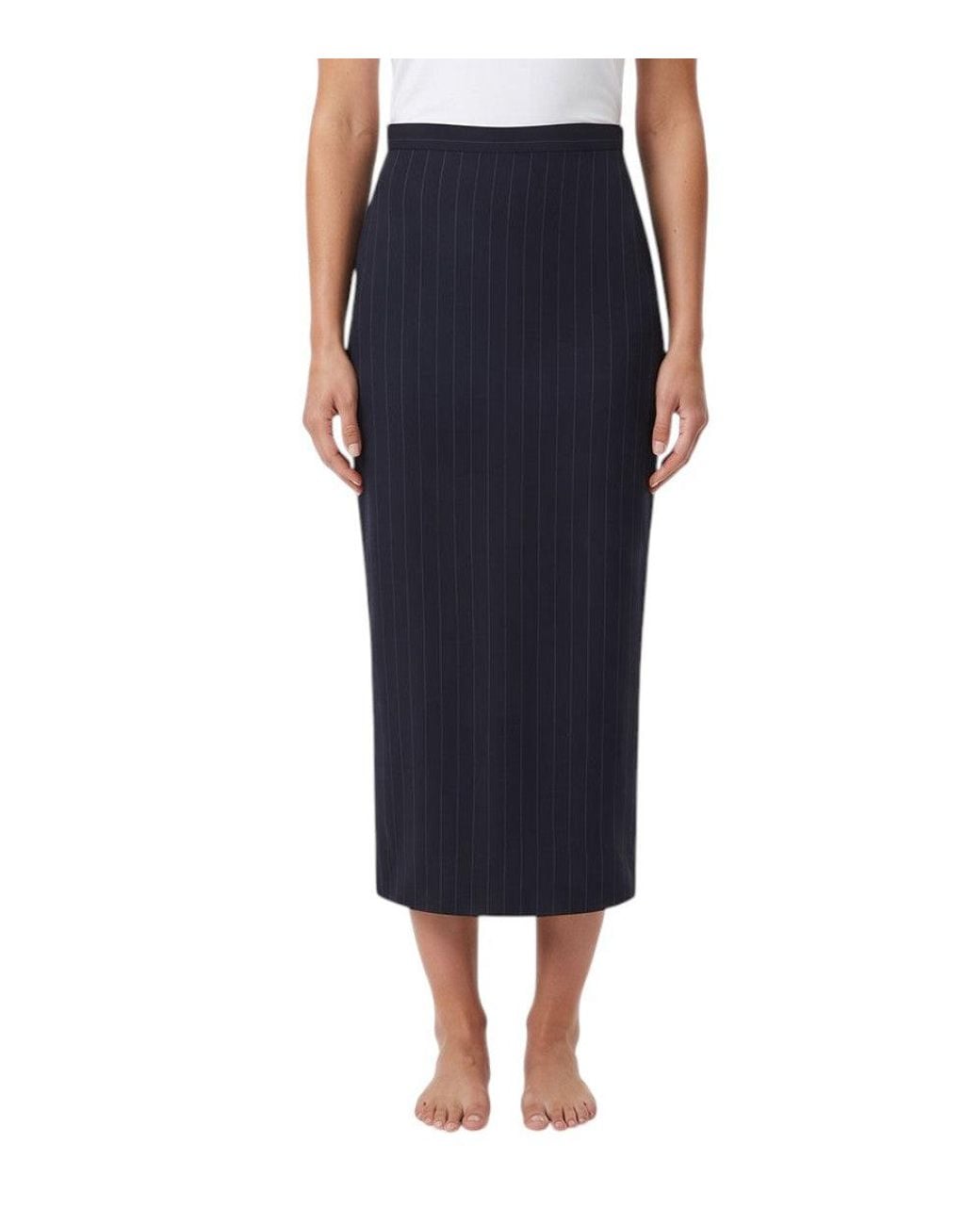 Givenchy Blue Dark Stripes Midi Skirt