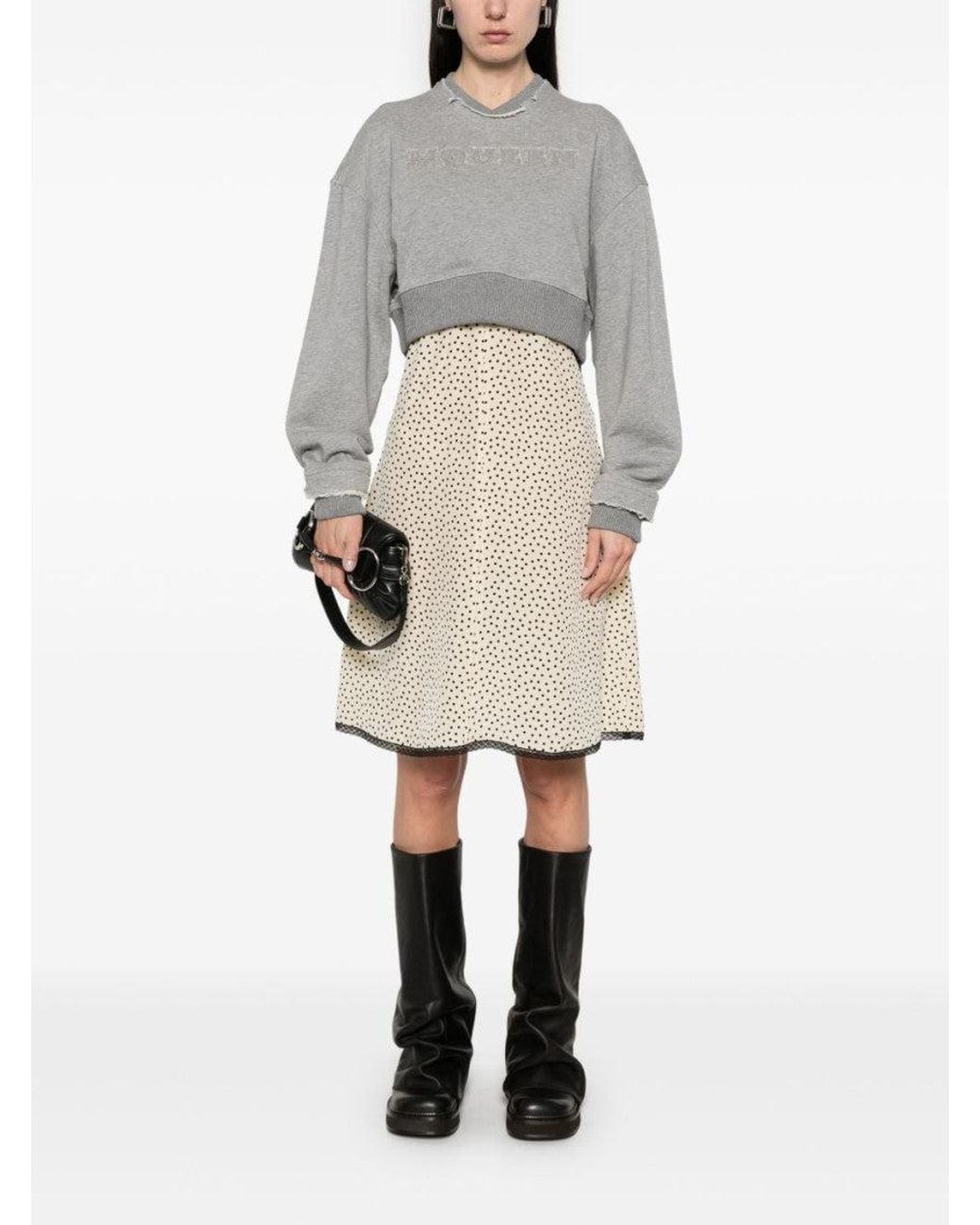 McQueen Gray Logo Cropped Sweatshirt