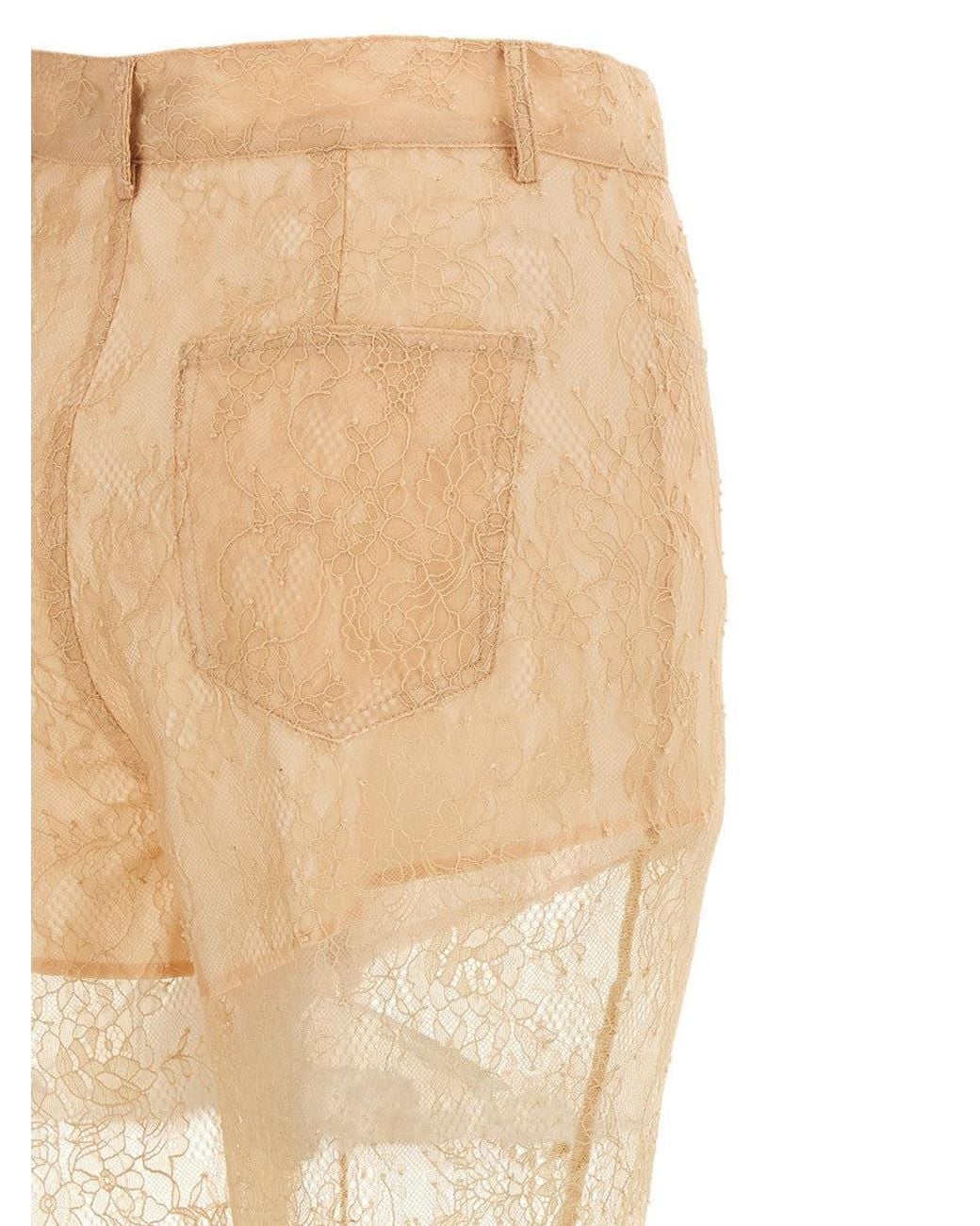 GIUSEPPE DI MORABITO Natural Flared Lace Pants
