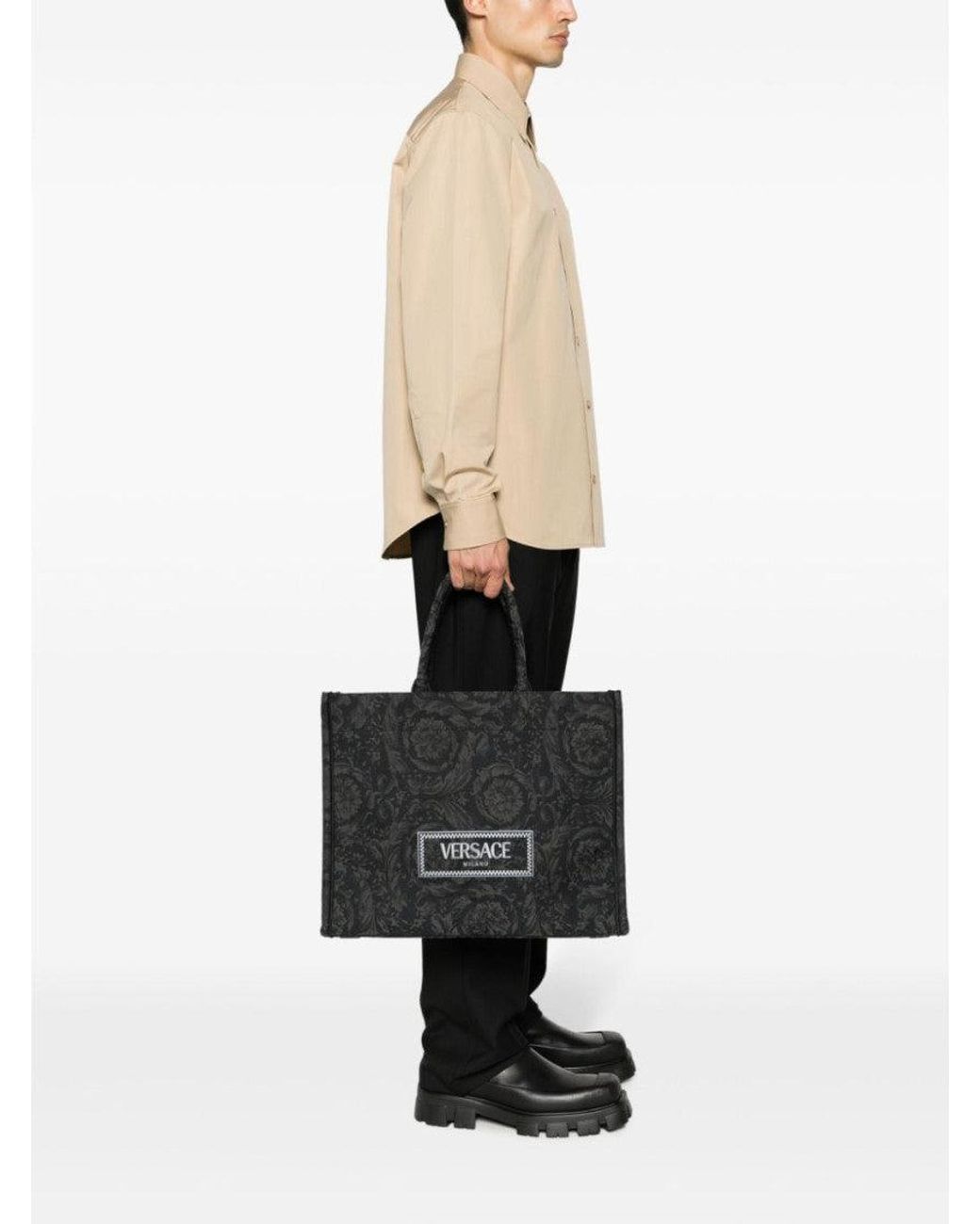 Versace Black Barocco Athena Tote Bag for men