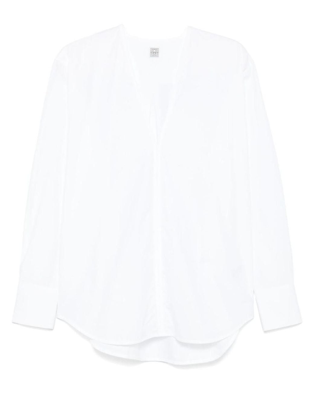 Totême White Cotton V-Necked Blouse