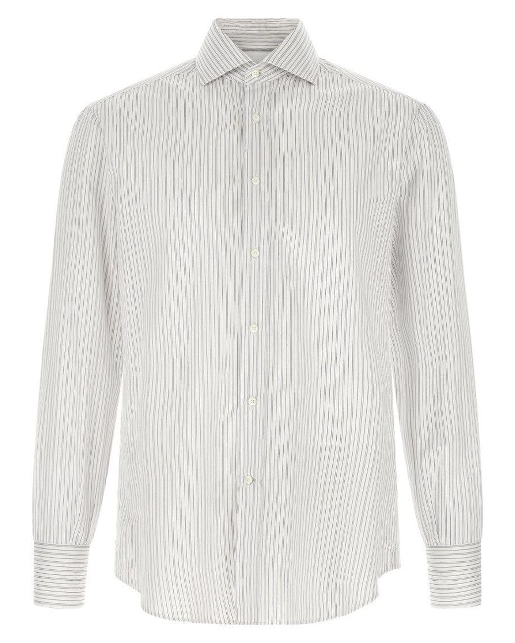 Brunello Cucinelli White Regular Stripes Shirt for men