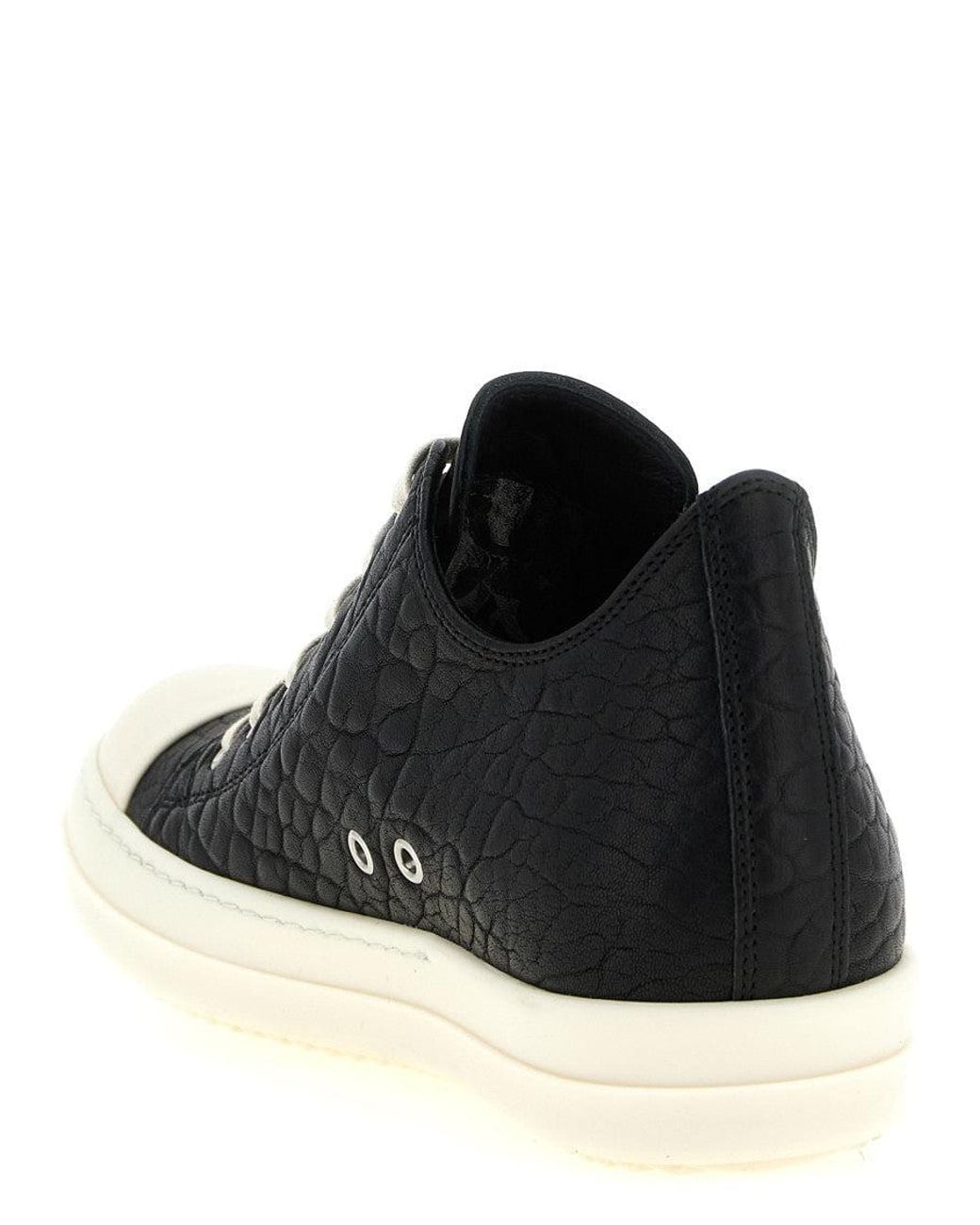 Rick Owens Black Textured Low-Top Sneakers for men