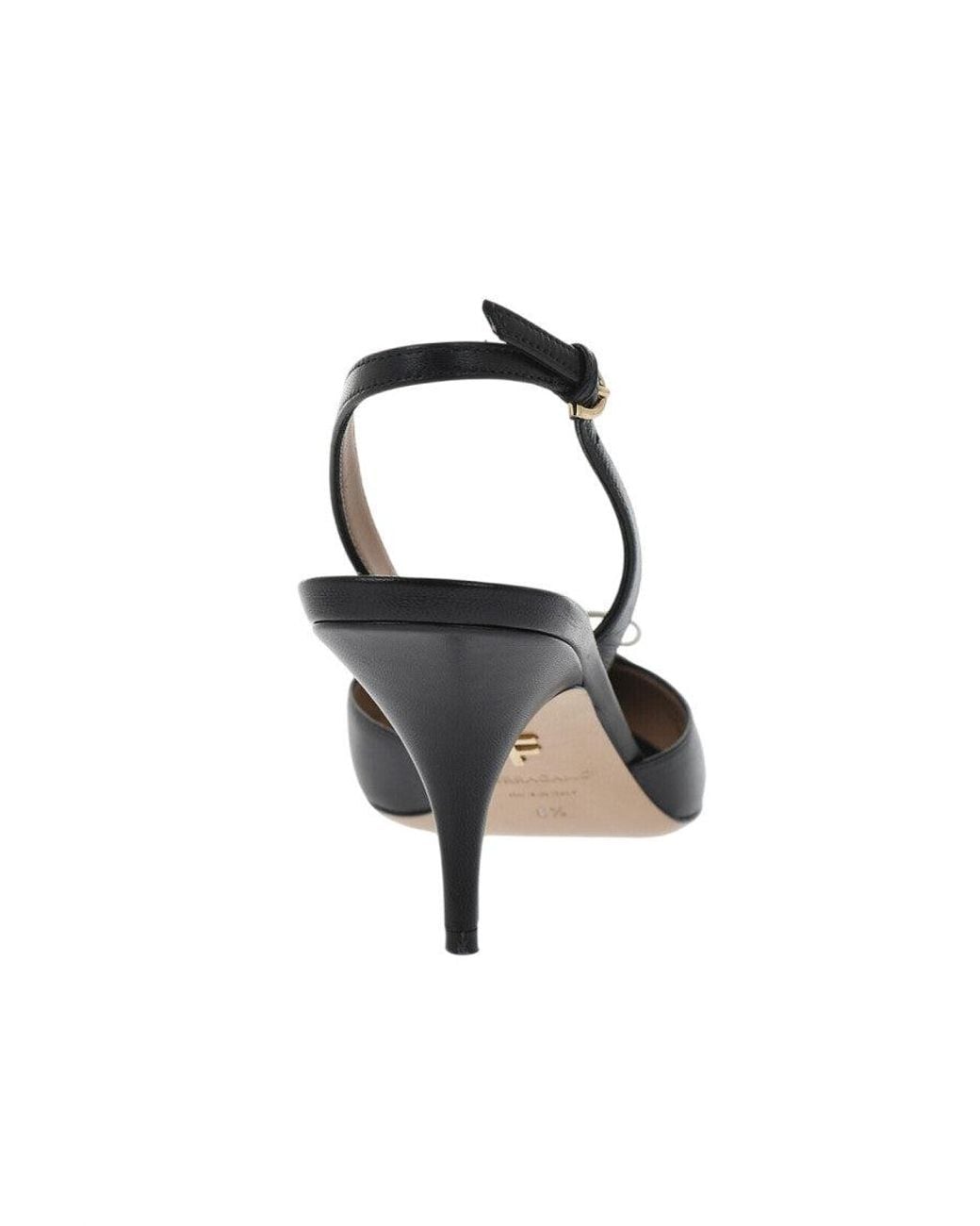 Ferragamo Black Leather Slingback Pumps