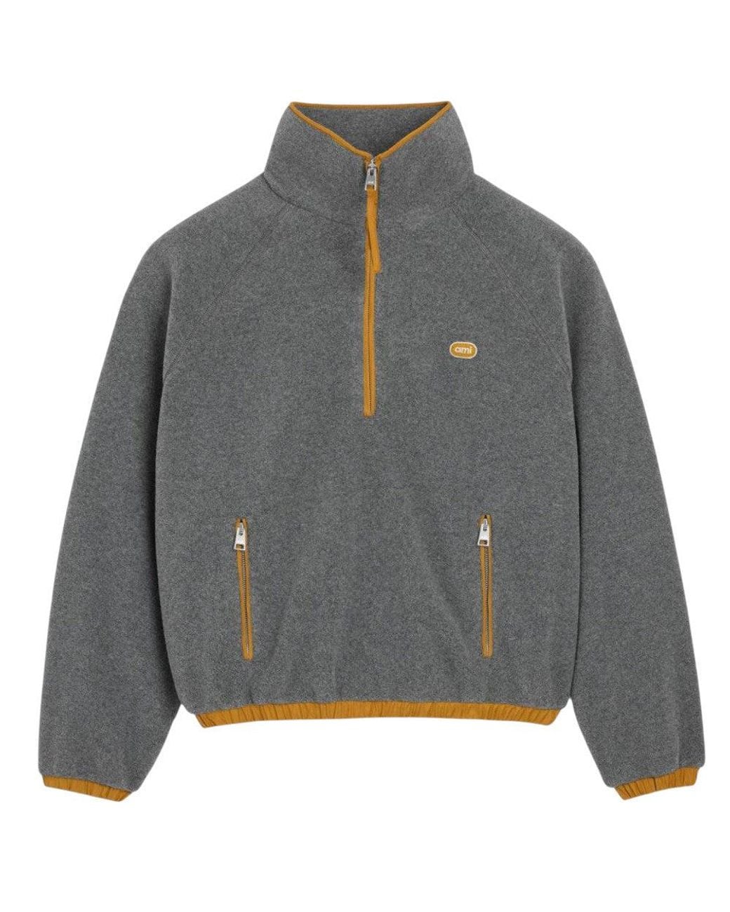 AMI Gray Half Zip Sweatshirt