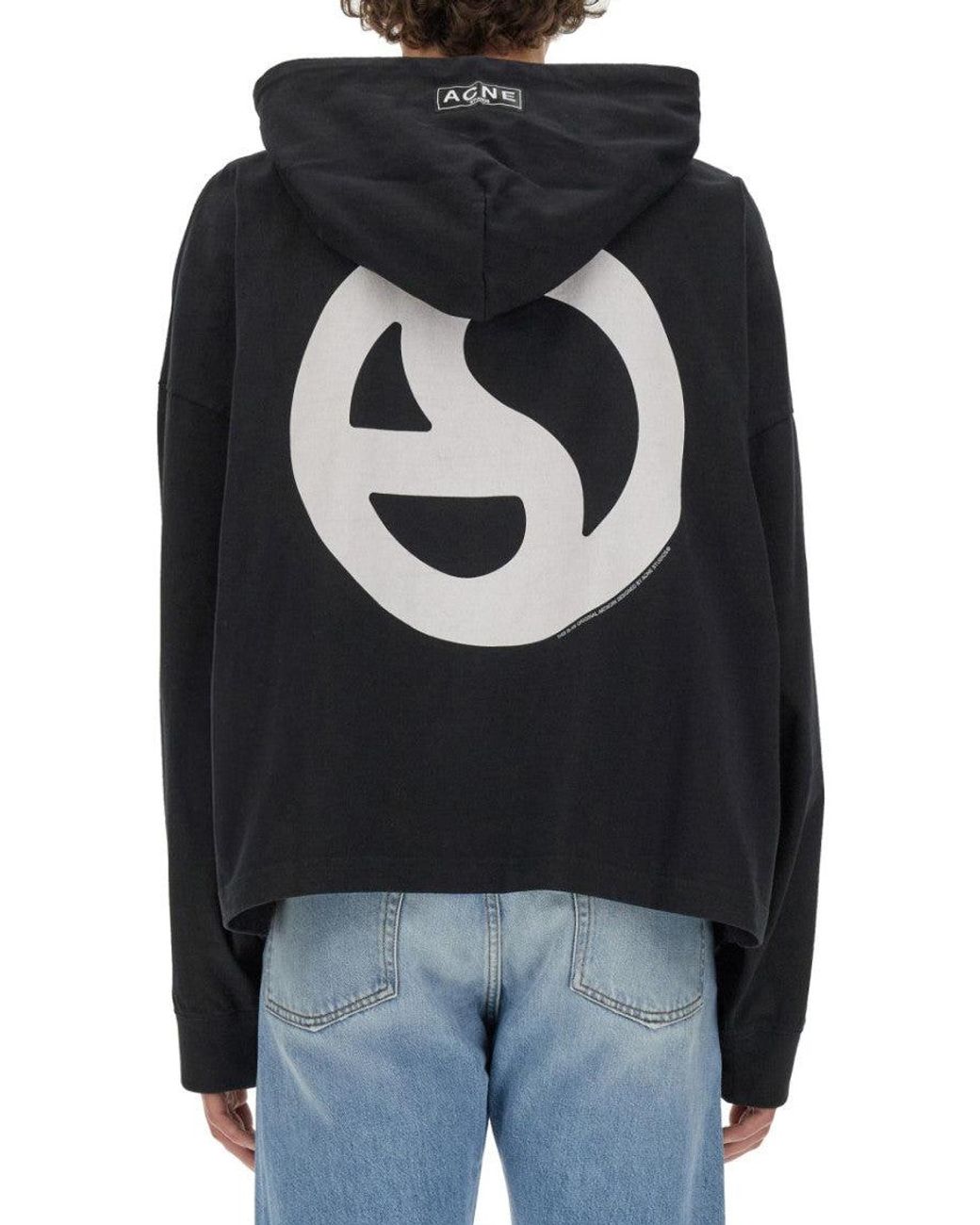 Acne Black Oversized Logo Hoodie
