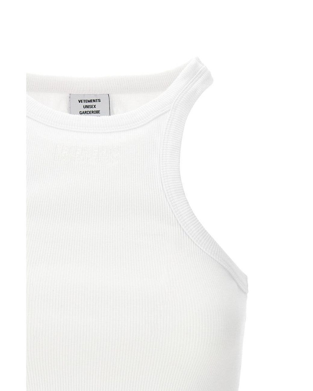 Vetements White Logo Cotton Tank Top