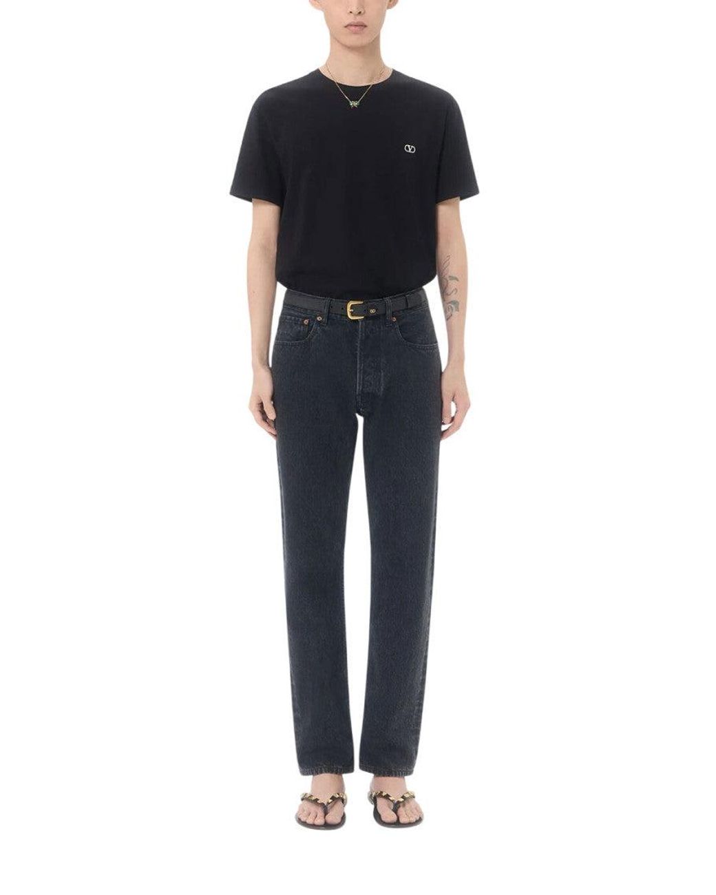 Valentino Black Crew Neck T-Shirts for men