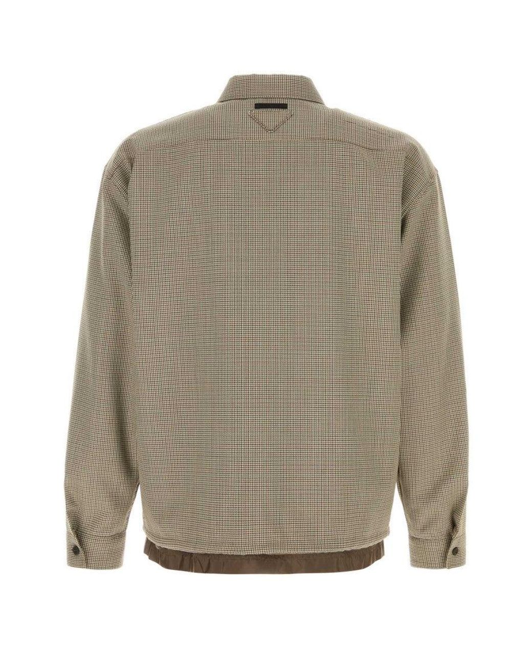 Prada Natural Houndstooth Shirt Jacket for men