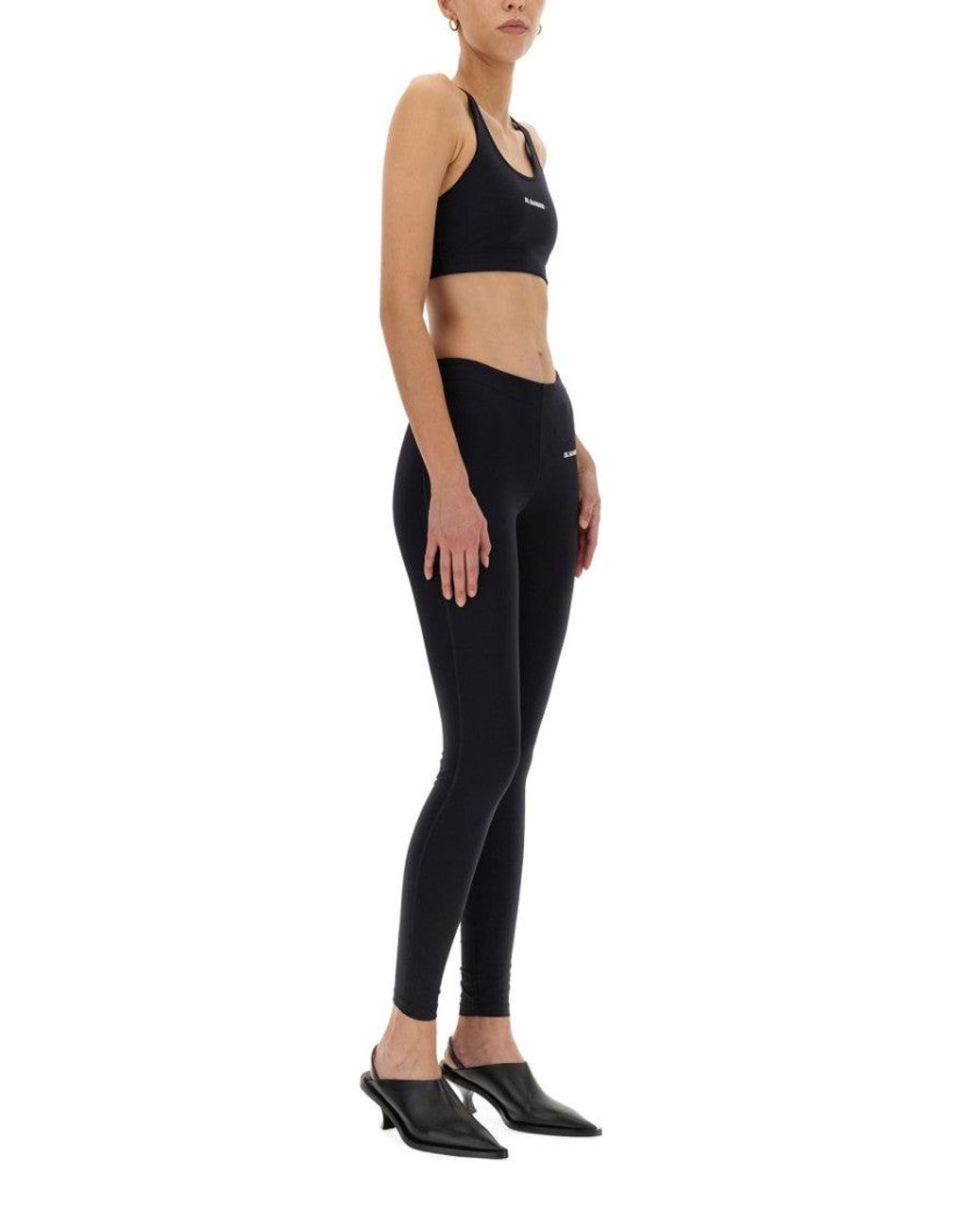 Jil Sander Black Logo Scoop Neck Top