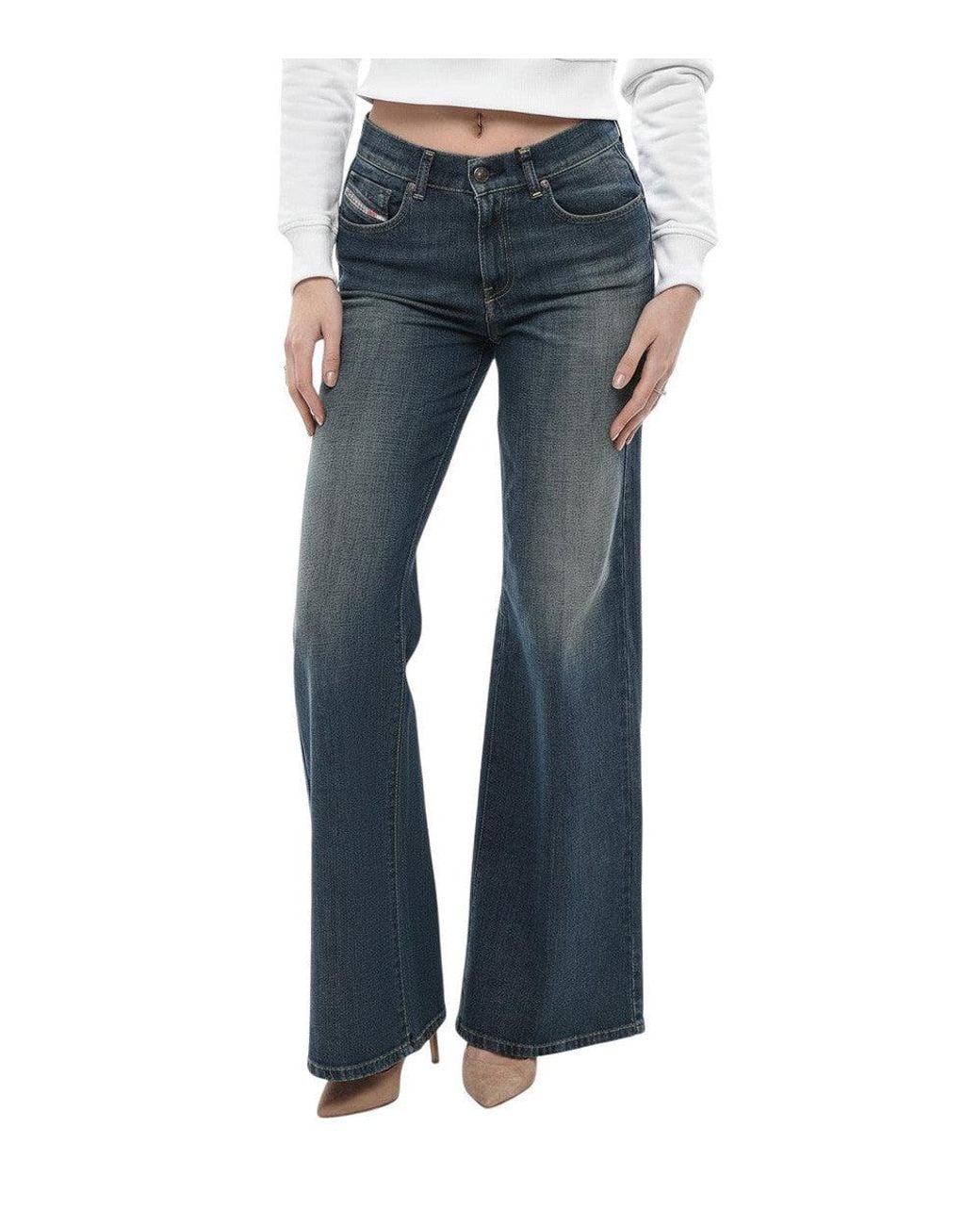 DIESEL Blue Flared Mid Rise Jeans