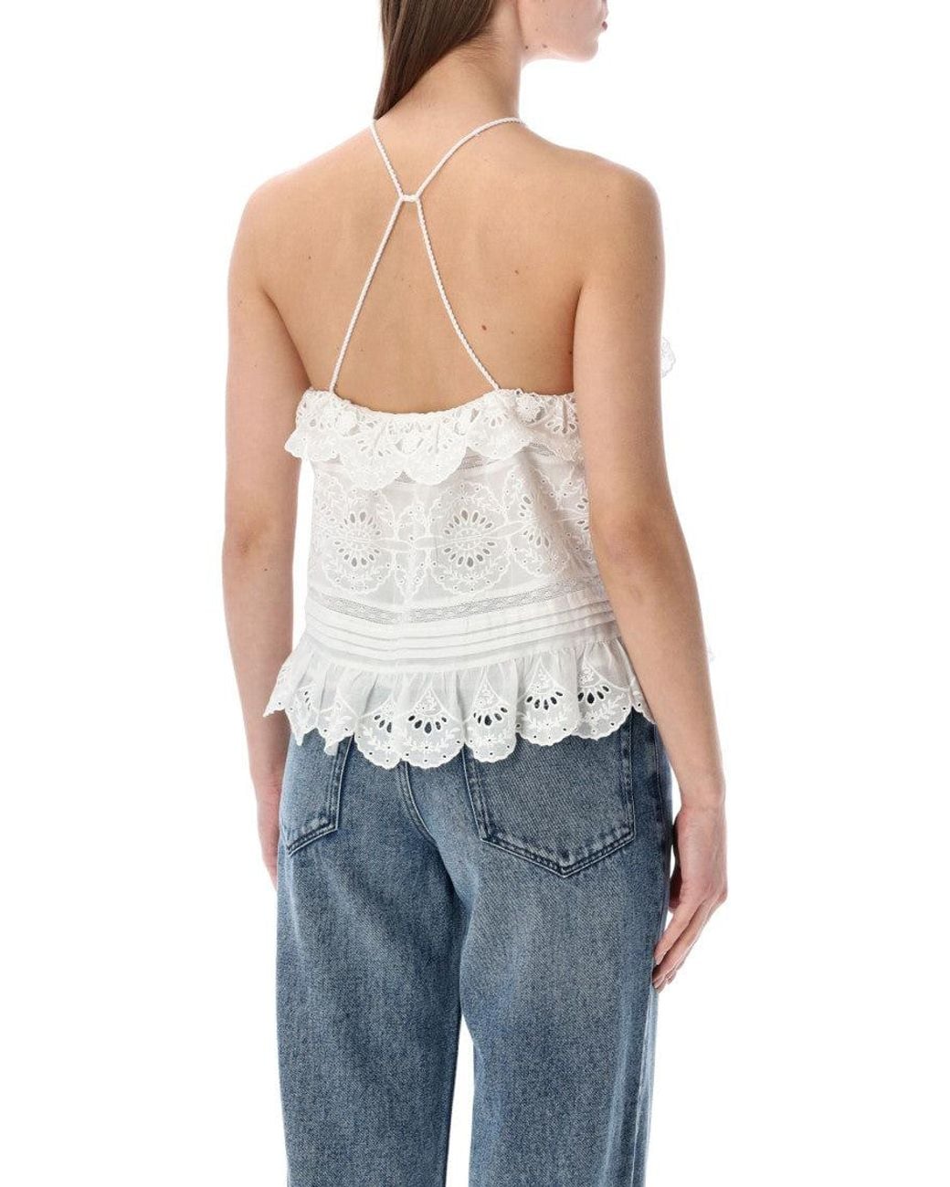 Isabel Marant Blue Embroidered Halter Neck Top