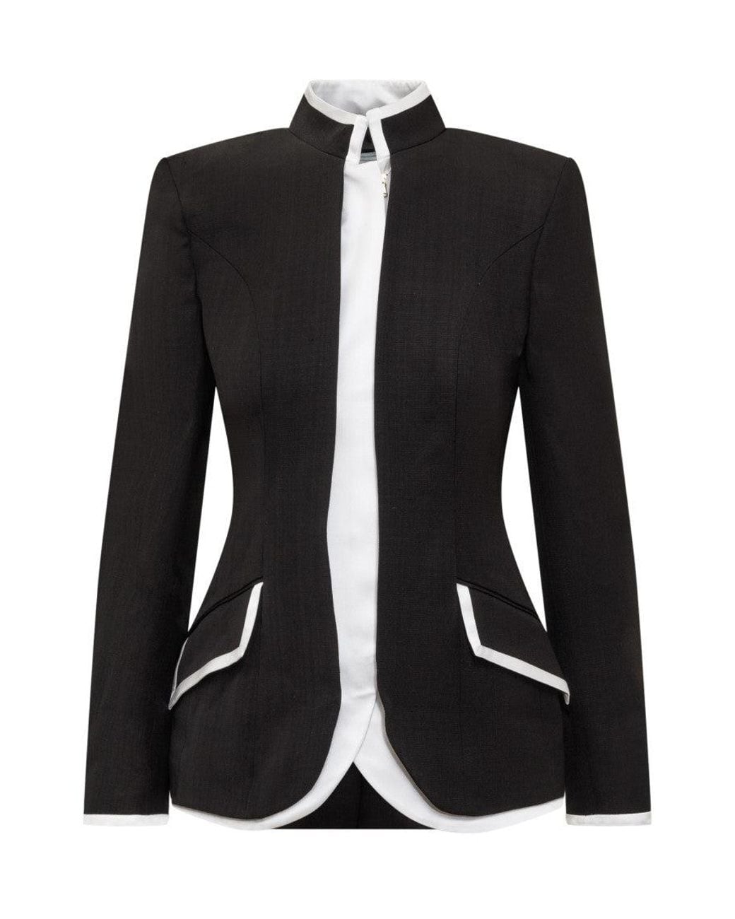 Casablanca Black Solid Mandarin Collar Blazer
