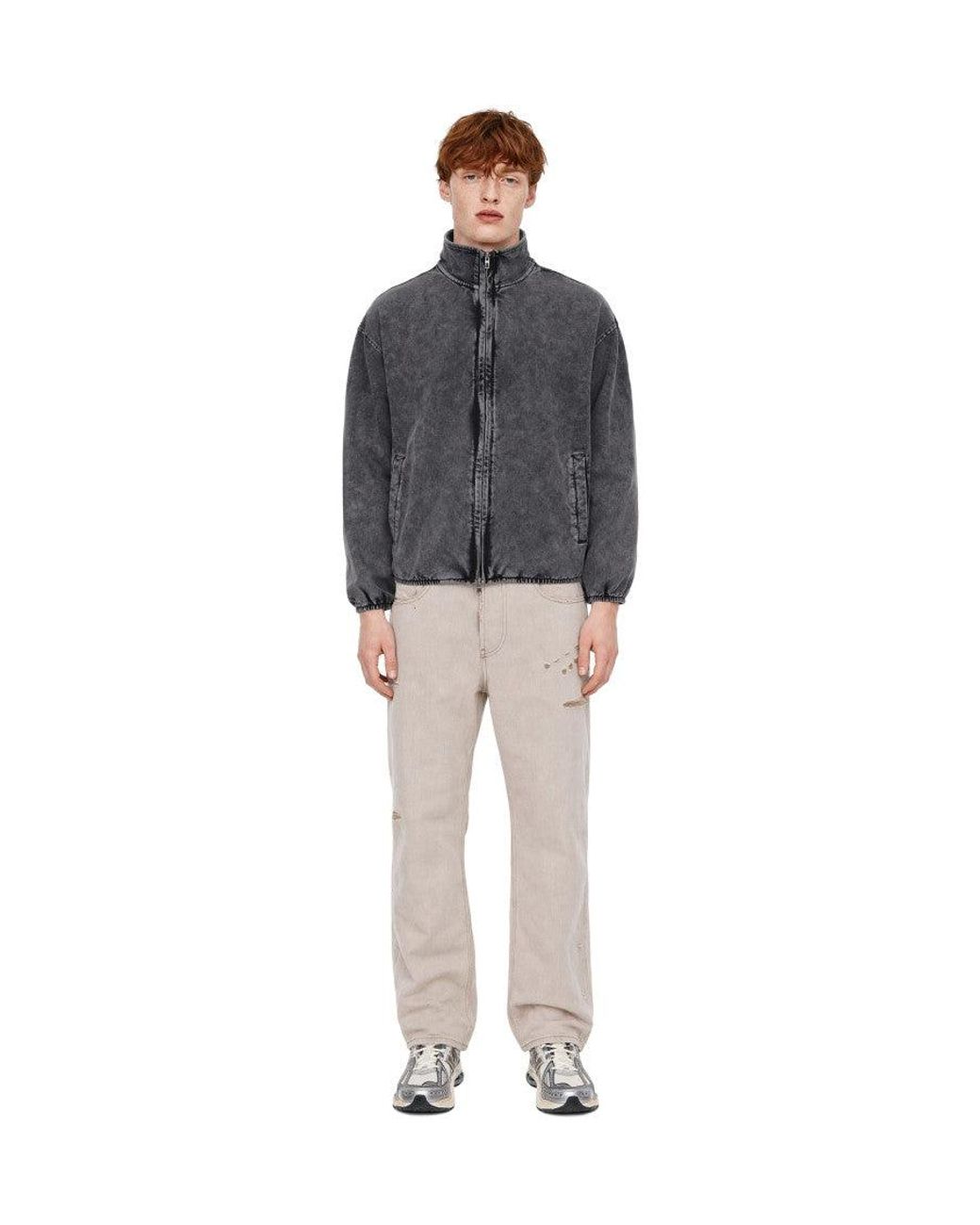 DIESEL Black Mock Collar Sweat Jacket for men