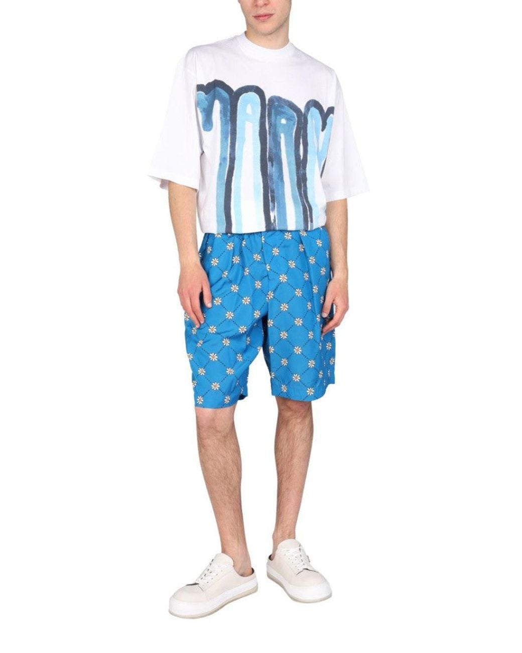 Marni Blue Floral Shorts for men
