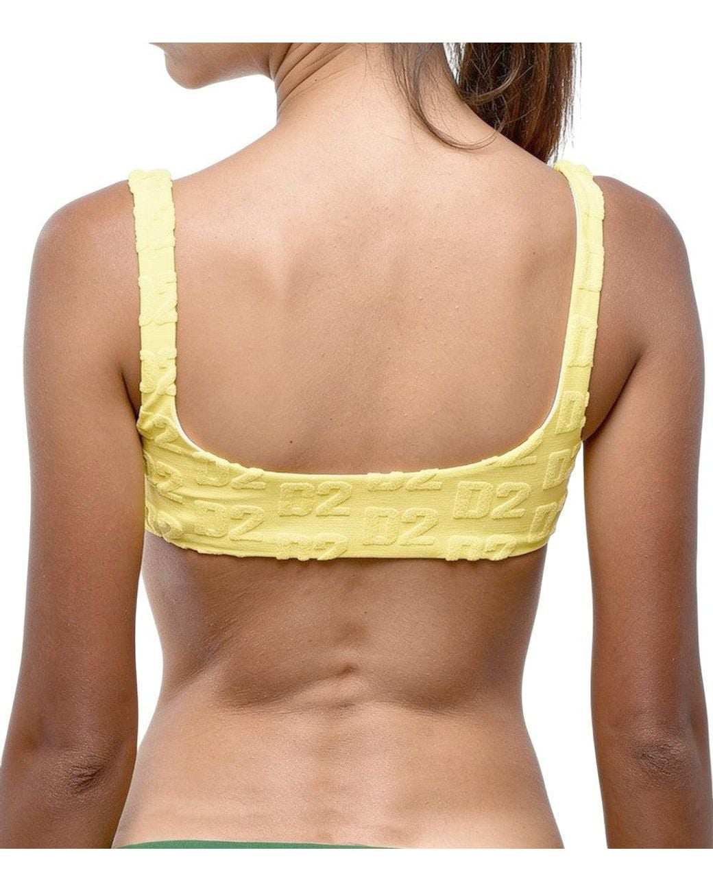 DSquared² Yellow Logo Bikini Top Swimwear