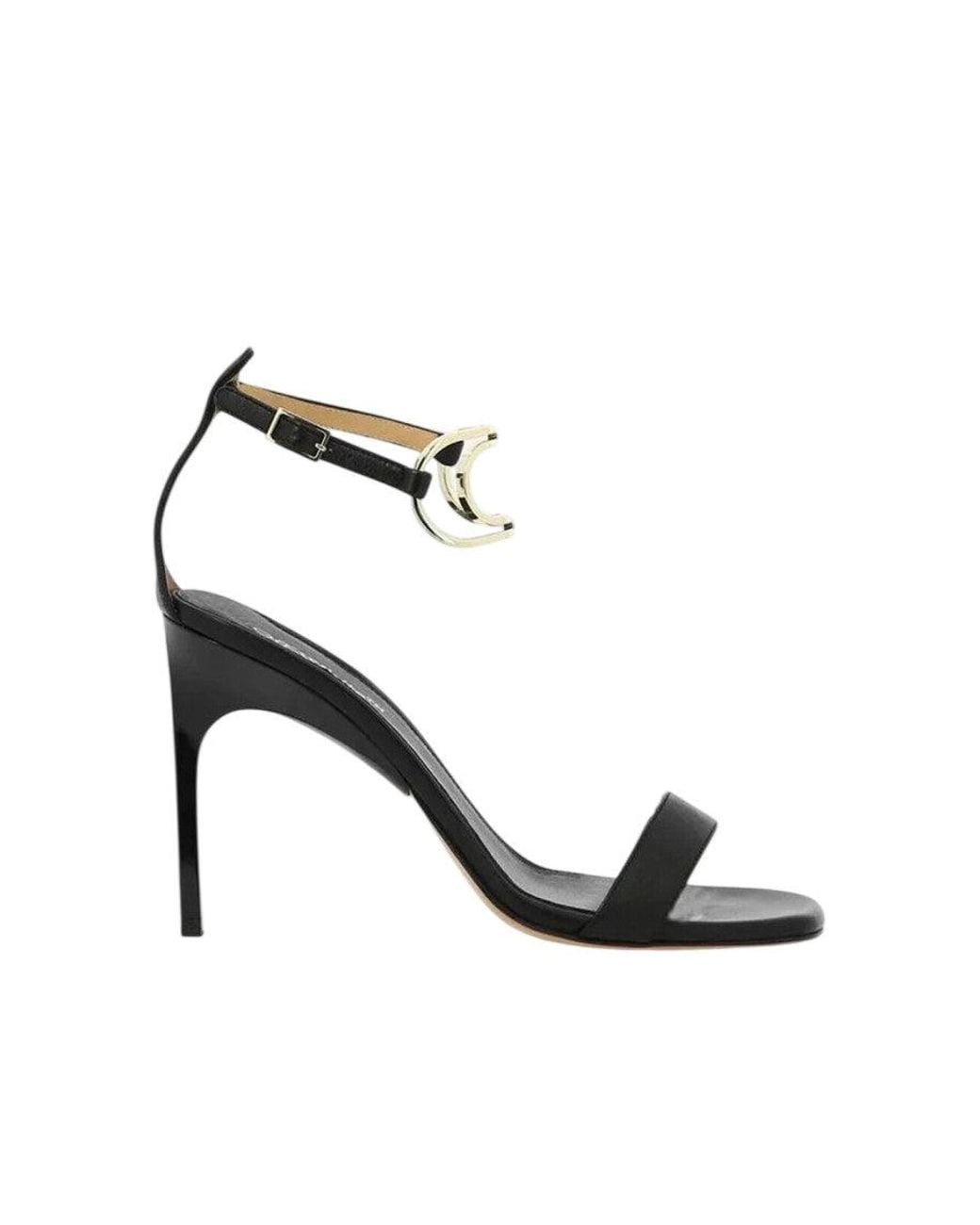 Off-White c/o Virgil Abloh Black Leather Ankle Strap Heels