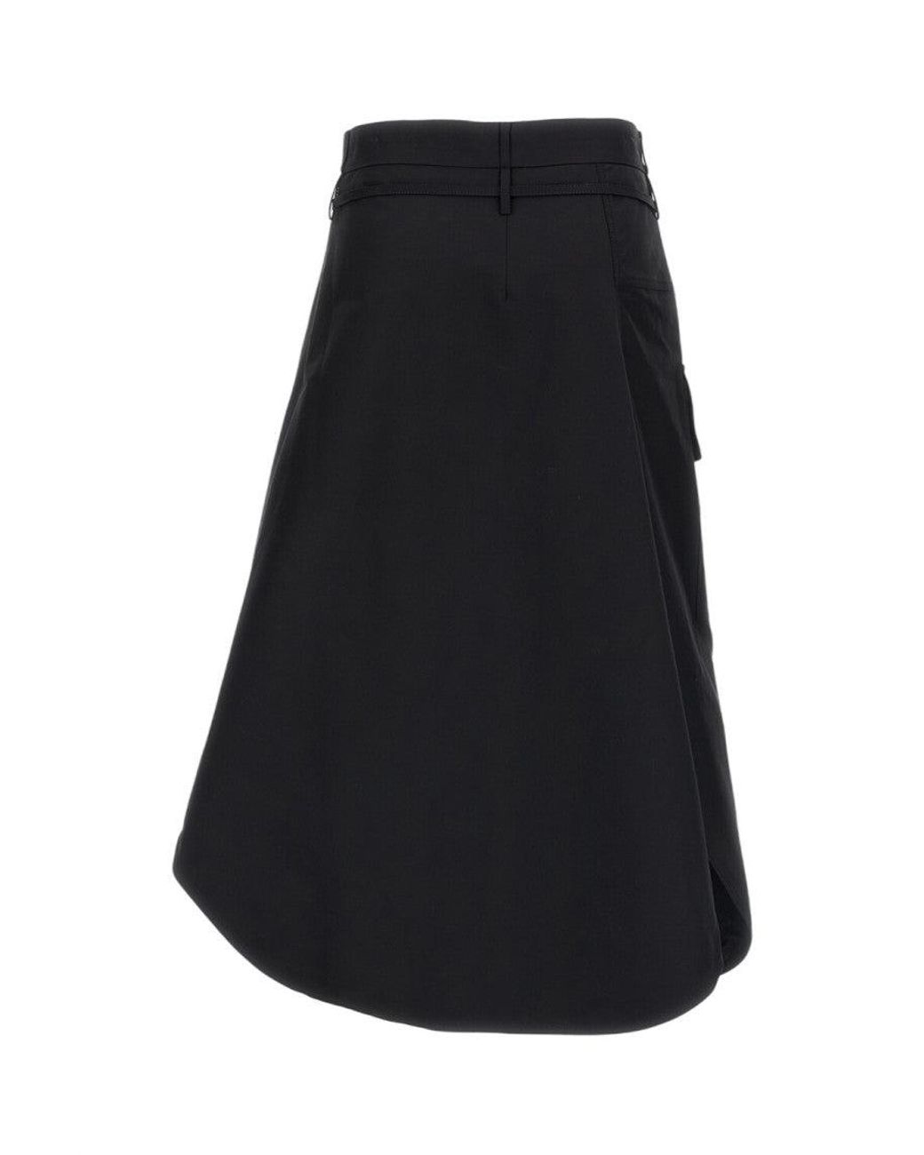 Bottega Veneta Black Cotton Midi Asymmetric Skirt