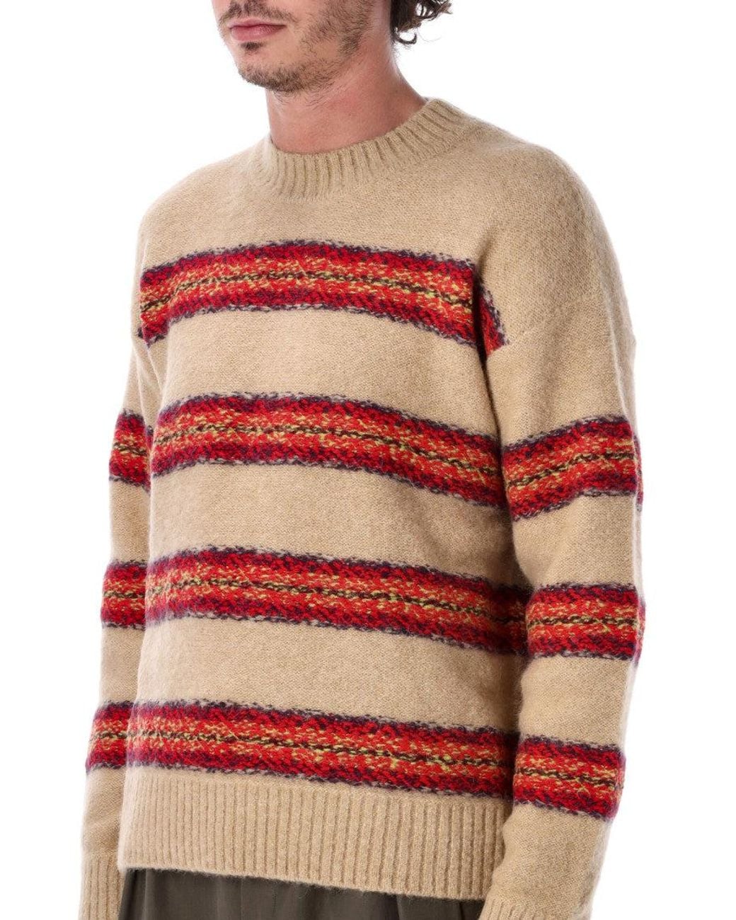 Dries Van Noten Red Knitted Crew Neck Sweater for men