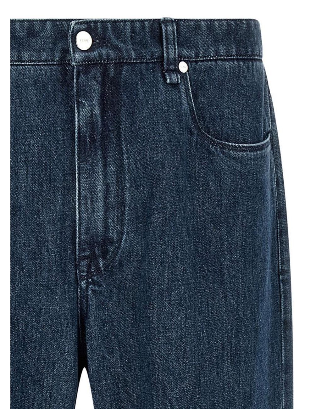 Fendi Blue Ff Inner Jeans for men