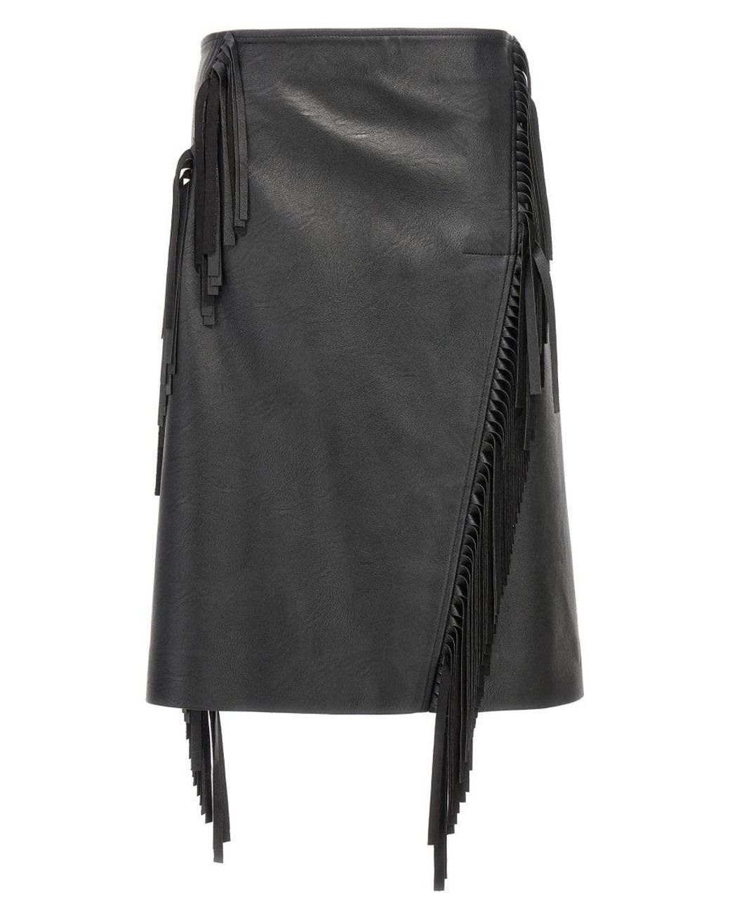 Stella McCartney Gray Fringed Alter Mat Skirt With Side Closure