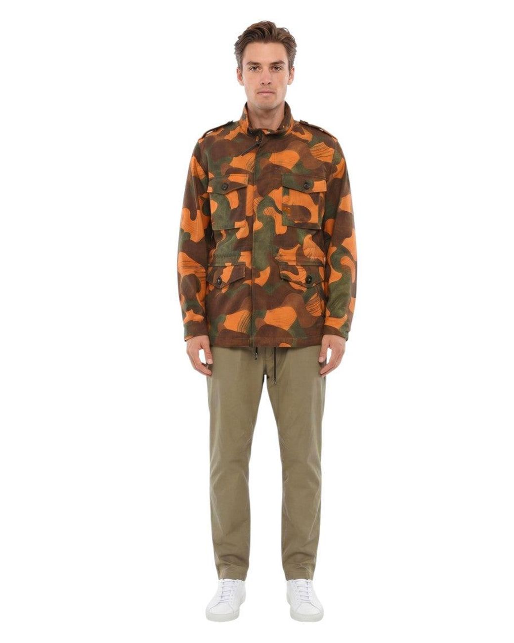 Woolrich Orange Camo Print Jacket for men