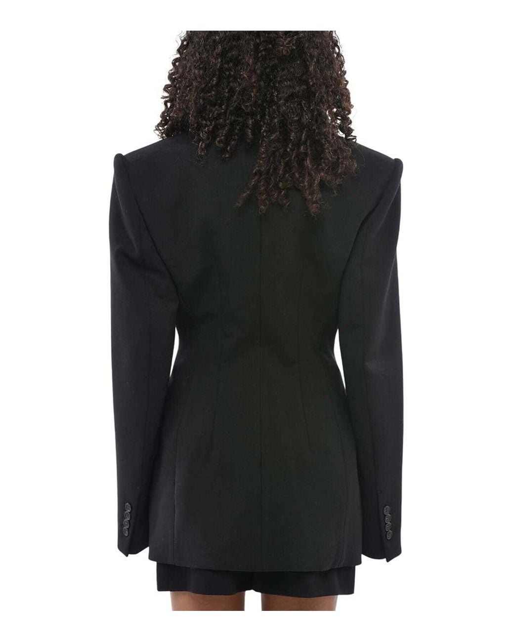 Max Mara Black Solid Peaked Lapel Blazer
