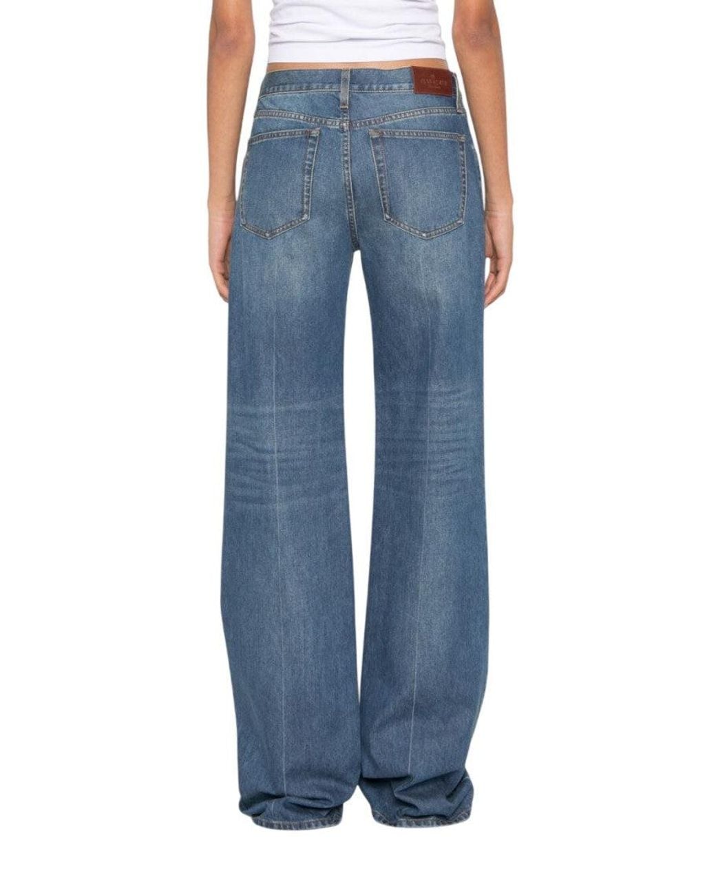 Gucci Blue Flared Mid Rise Jeans