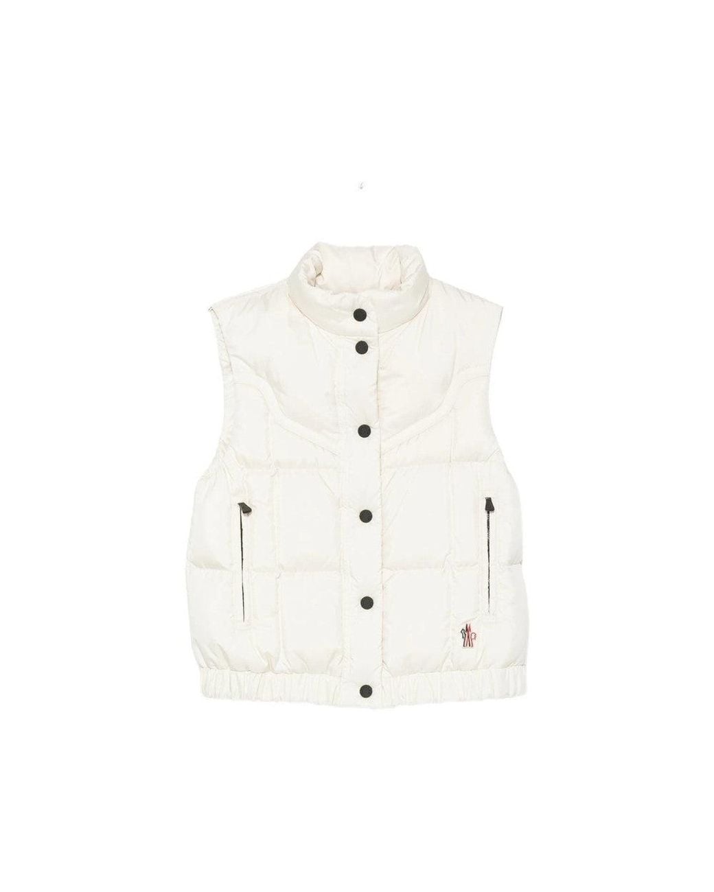Moncler White Quilted Mock Collar Jacket