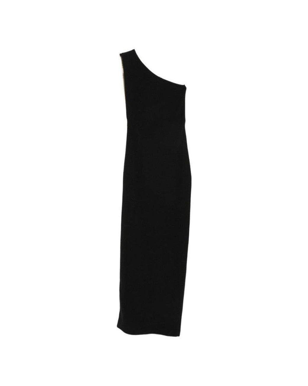Elisabetta Franchi Black One Shoulder Maxi Dress