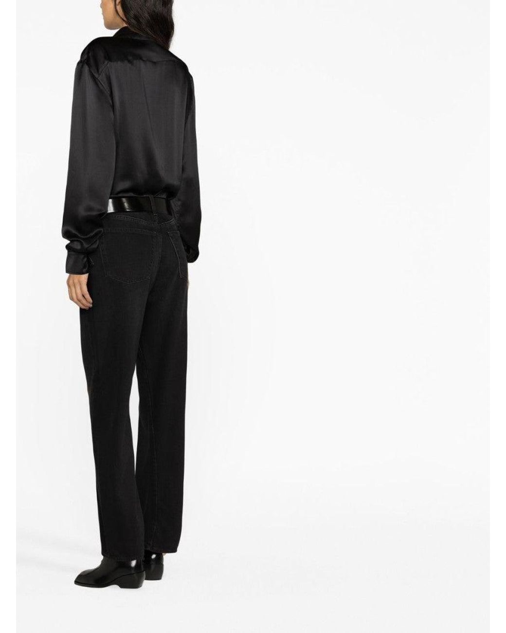 Totême Black High-Rise Straight-Leg Organic Cotton Jeans