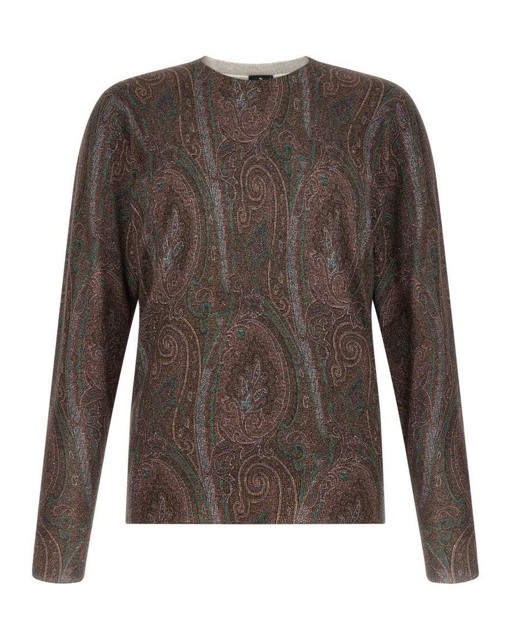 Etro Brown Paisley Print Sweater for men