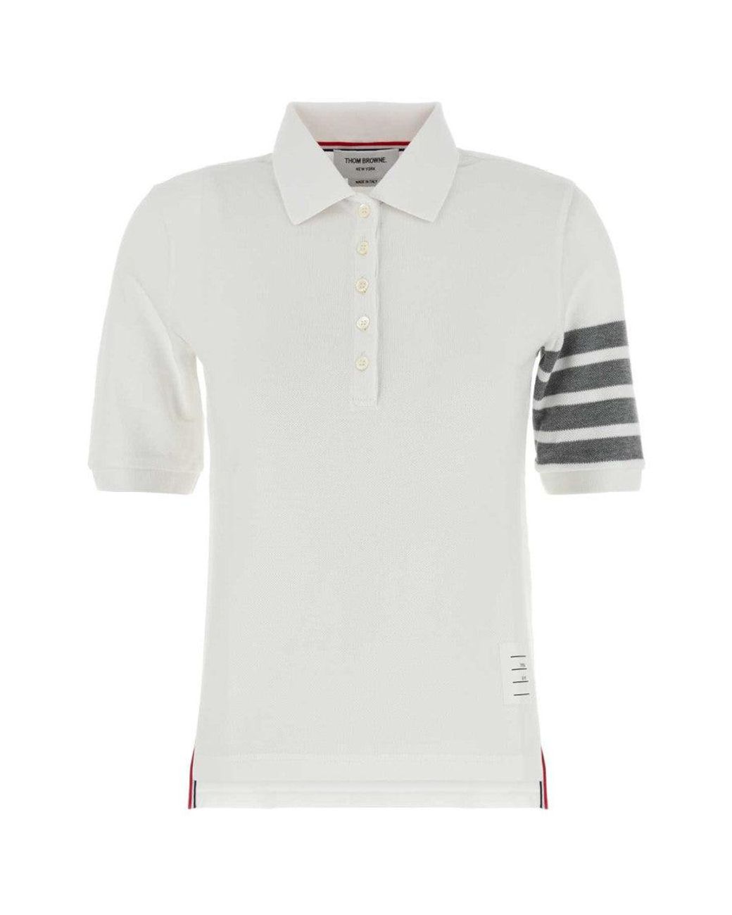 Thom Browne White Piquet Polo Shirt