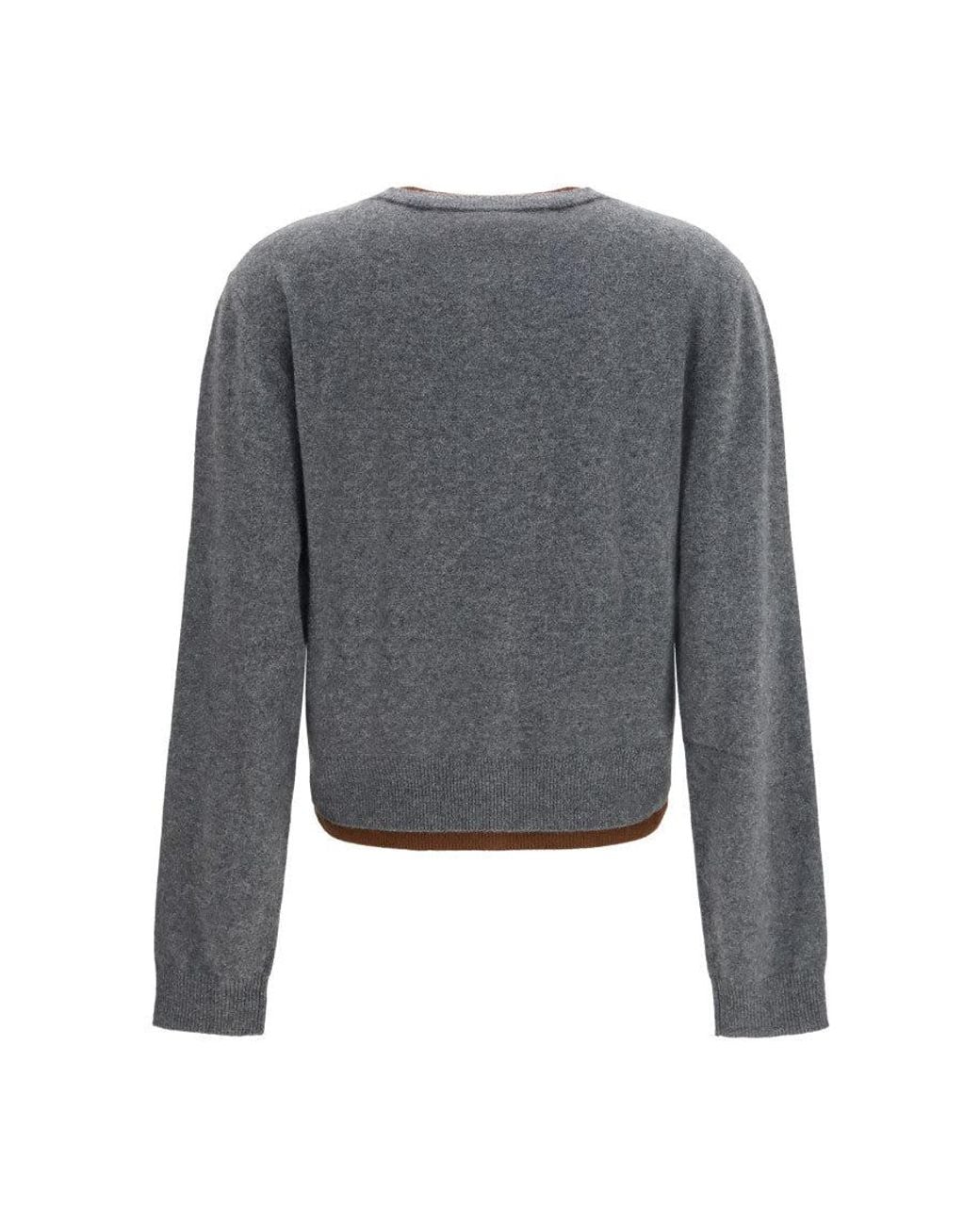 Marni Gray Logo Round Neck Sweater