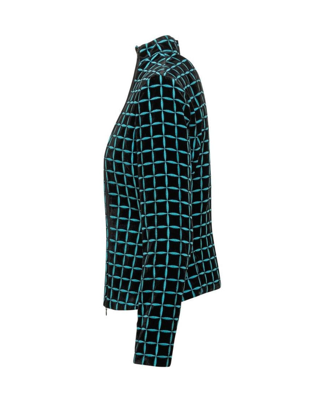 Emporio Armani Green Geometric Mock Collar Jacket