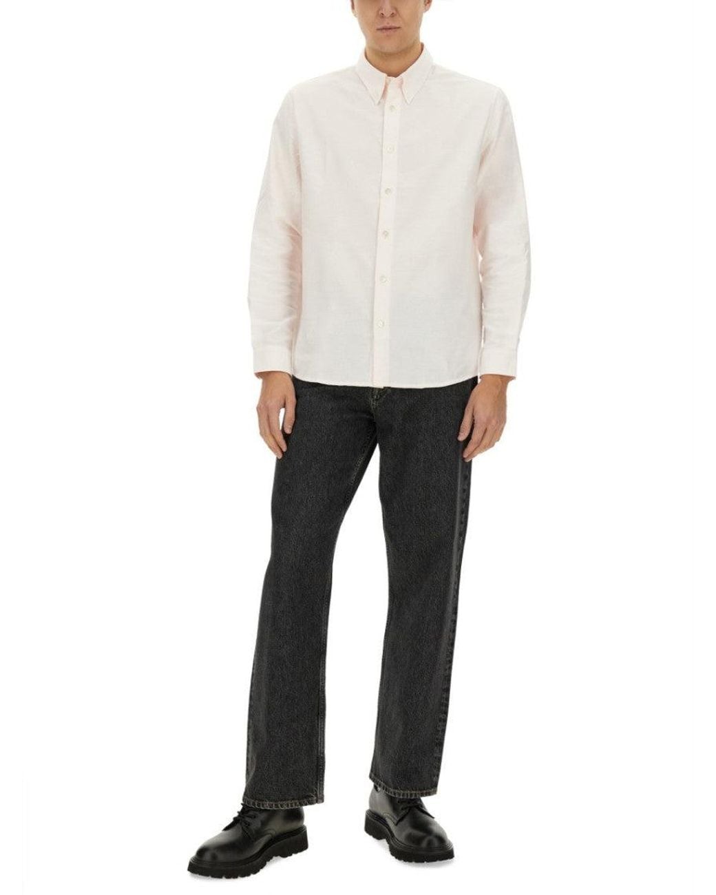A.P.C. White Regular Solid Shirt for men