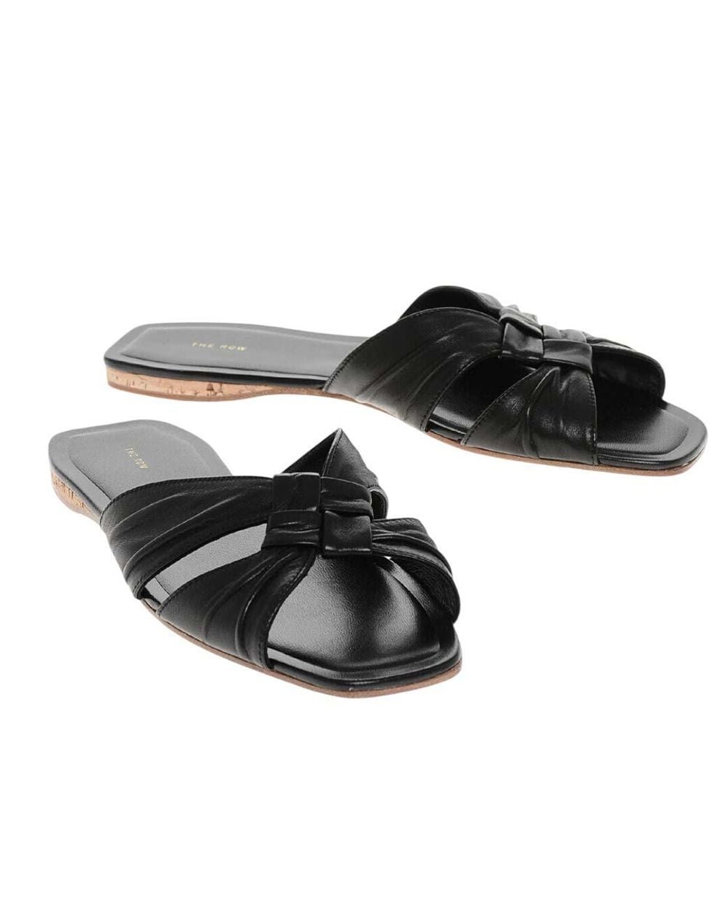 The Row Black Leather Flats