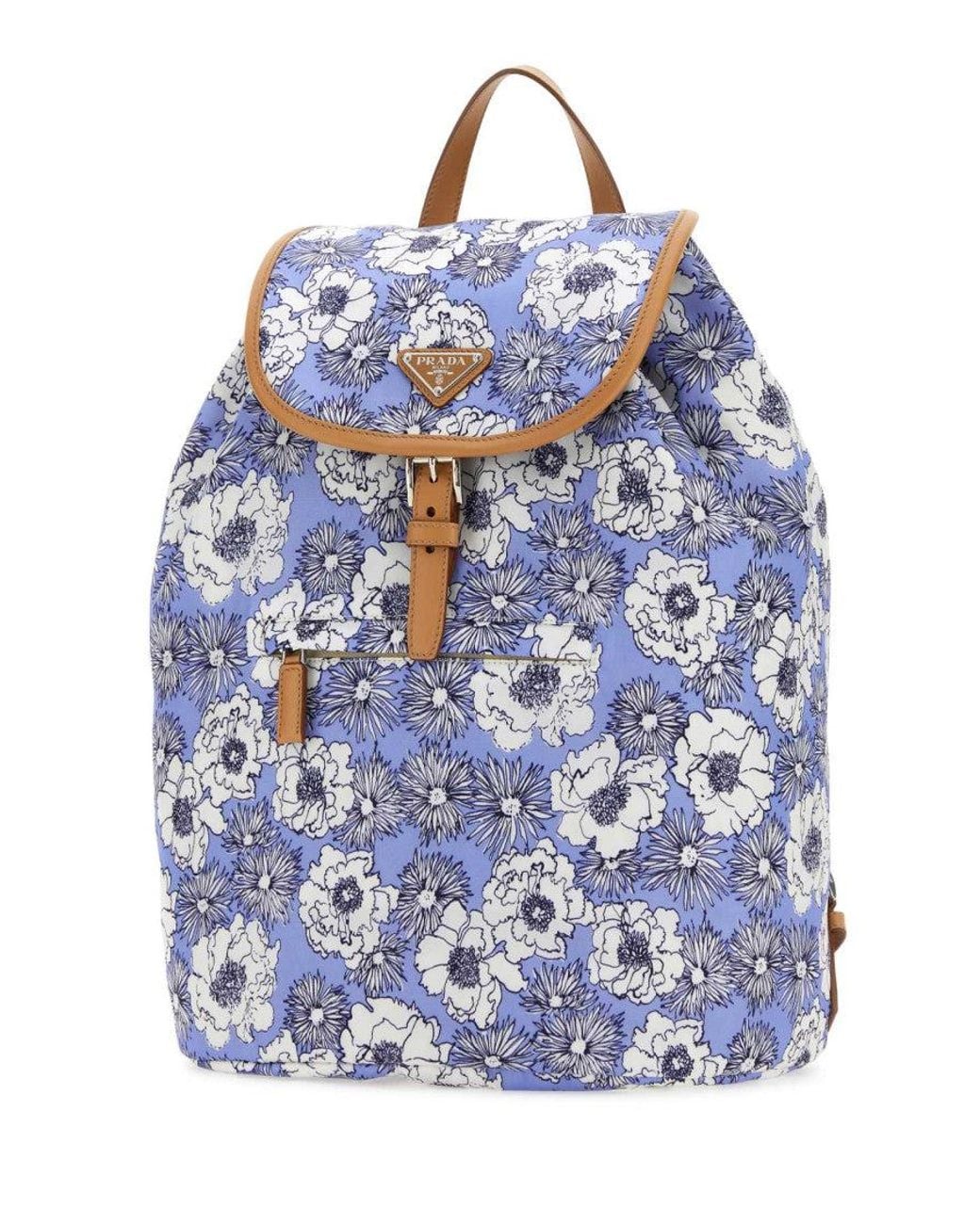 Prada Blue Printed Re-Nylon Backpack for men