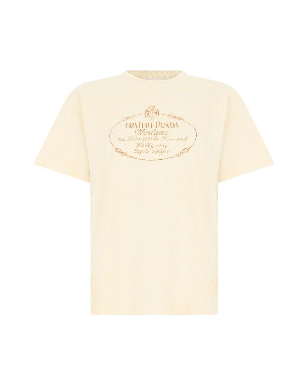 Prada Natural Graphic Crew Neck T-Shirt