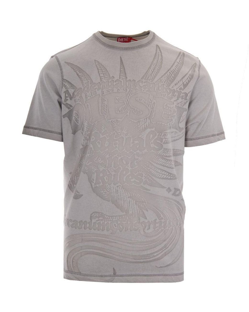 DIESEL Gray Crew Neck T-Shirt for men