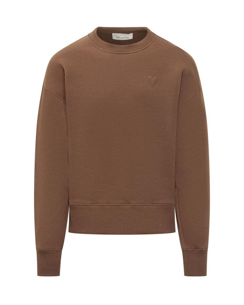 AMI Brown Crew Neck Sweatshirt for men