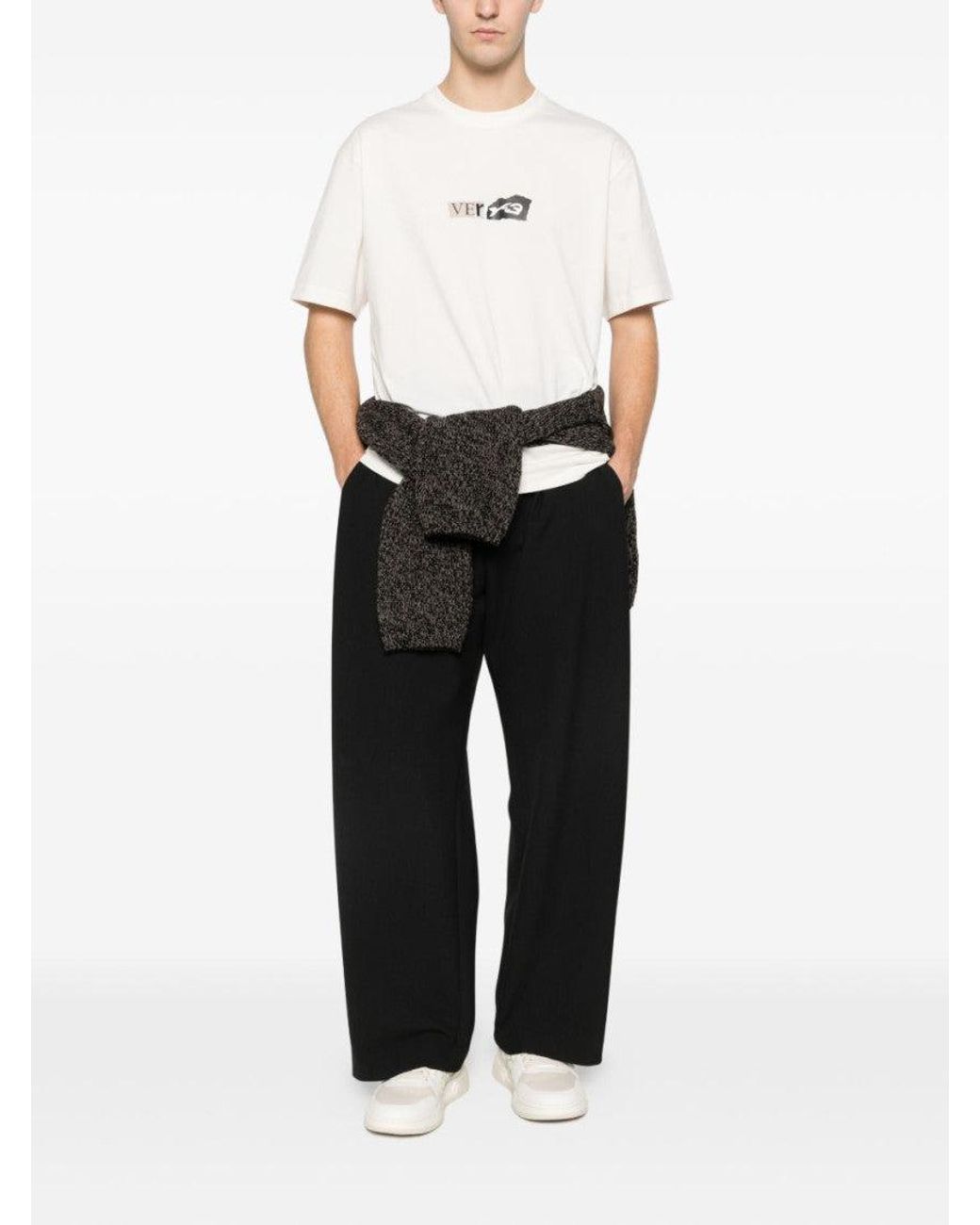 Y-3 White Crewneck Logo T-Shirt for men