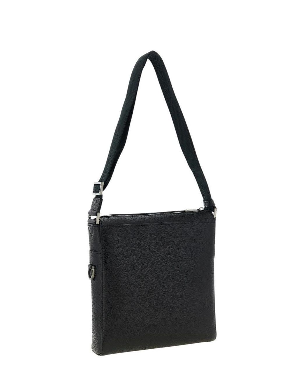 Ferragamo Black Monogram Small Messenger Bag for men