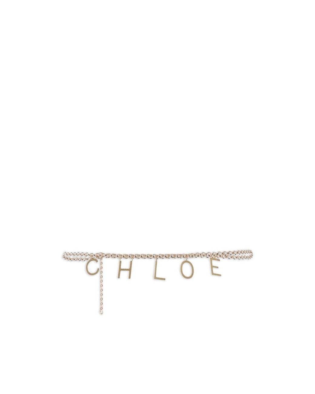 Chloé Metallic Golden Logo Chain Belt