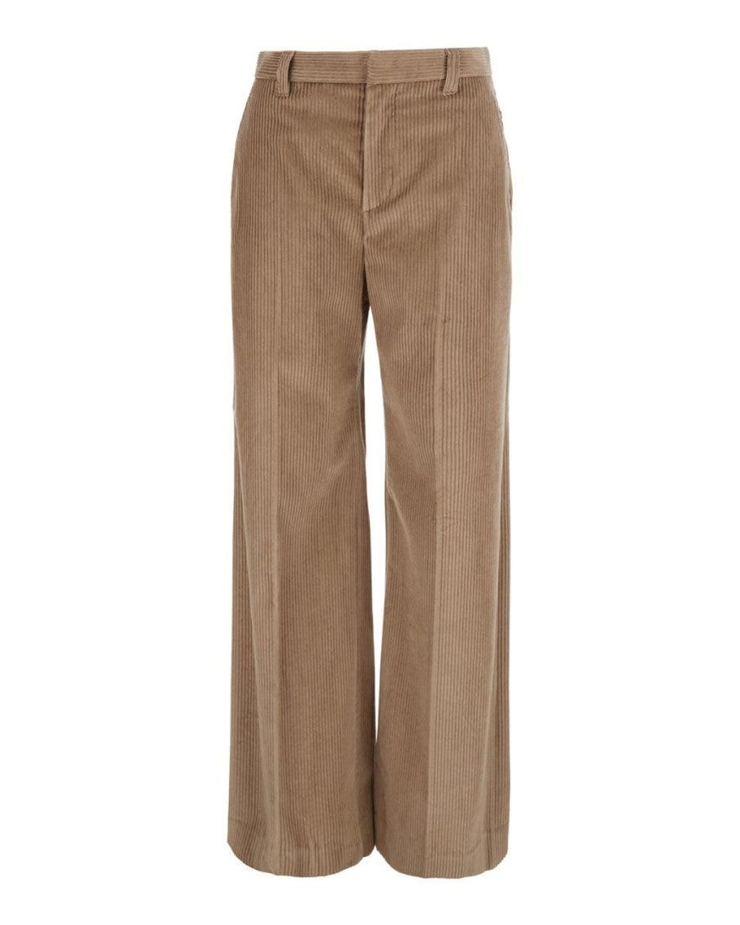 Brunello Cucinelli Natural Straight Flat Front Pant